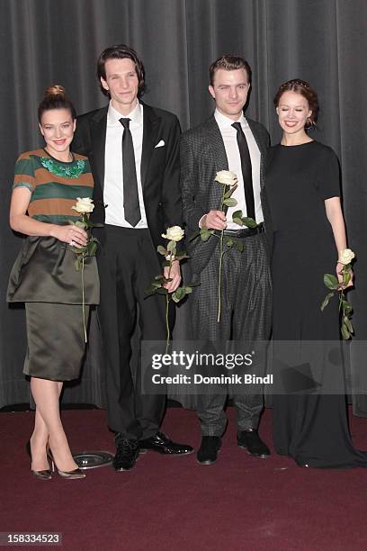 Hannah Herzsprung, Sabin Tambrea, Friedrich Muecke and Paula Beer attend Ludwig II - Germany Premiere at Mathaeser Filmpalast on December 13, 2012 in...