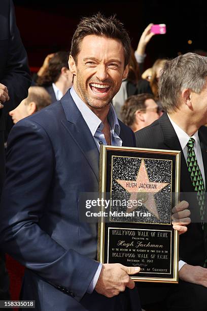 Hugh Jackman attends the ceremony honoring him with a Star on The Hollywood Walk of Fame held on December 13, 2012 in Hollywood, California.