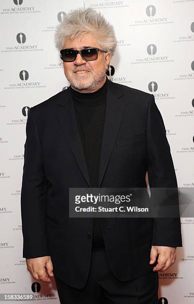 Pedro Almodovar attends as The Academy of Motion Picture Arts and Sciences honours director Pedro Almodovar at Curzon Soho on December 13, 2012 in...