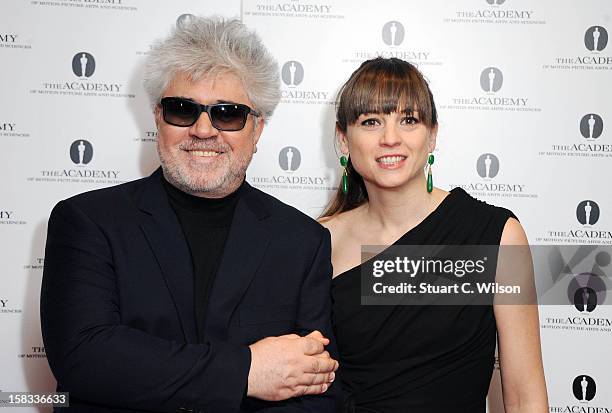 Pedro Almodovar and Leonor Watling attend as The Academy of Motion Picture Arts and Sciences honours director Pedro Almodovar at Curzon Soho on...
