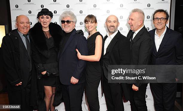 Agustin Almodovar, Rossy De Palma, Pedro Almodovar, Leonor Watling, Javier Camara, Jean-Paul Gaultier and Alberto Iglesias attend as The Academy of...