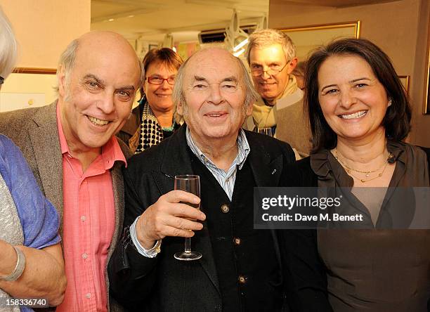 Chris Beetles, Quentin Blake and guest attend artist Quentin Blake's 80th Birthday celebration at the Chris Beetles Gallery, now showing an...