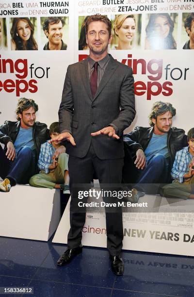 Actor Gerard Butler attends the Gala screening of 'Playing For Keeps' at Apollo Piccadilly Circus on December 13, 2012 in London, England.