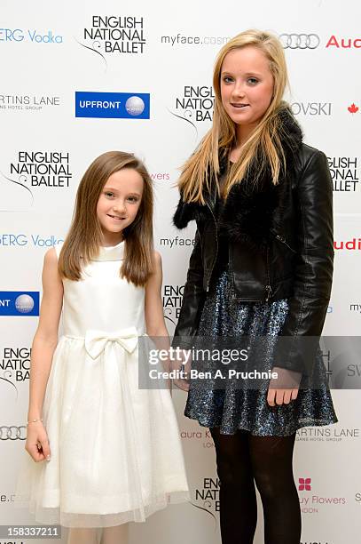 Amelia Allen and Isabelle Allen attends the English National Ballets Christmas Party at St Martins Lane Hotel on December 13, 2012 in London, England.