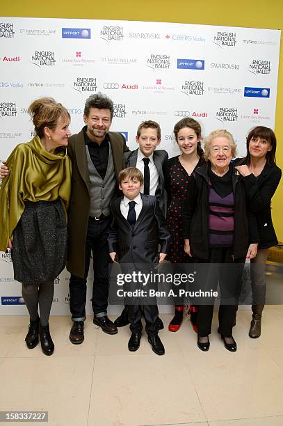 Lylie Serkis, Andy Serkis, Lorraine Ashbourne, Jo Hartley and Louis Serkis attends the English National Ballets Christmas Party at St Martins Lane...