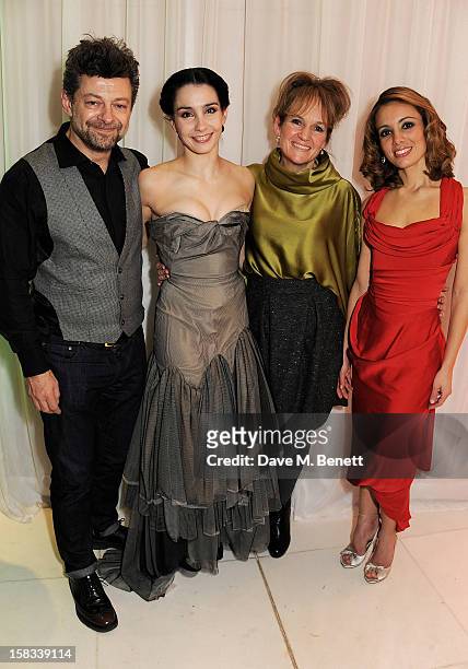 Andy Serkis, Tamara Rojo, Lorraine Ashbourne and Fernanda Oliveira attend the English National Ballet Christmas Party at St Martins Lane Hotel on...