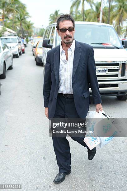 John McAfee is sighted in South Beach on December 13, 2012 in Miami Beach, Florida.