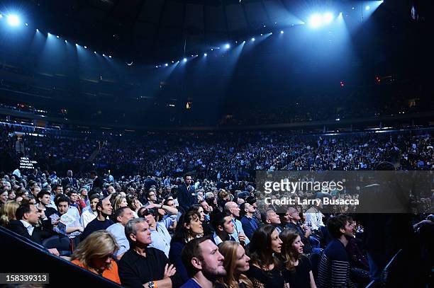 General view of atmosphere at "12-12-12" a concert benefiting The Robin Hood Relief Fund to aid the victims of Hurricane Sandy presented by Clear...