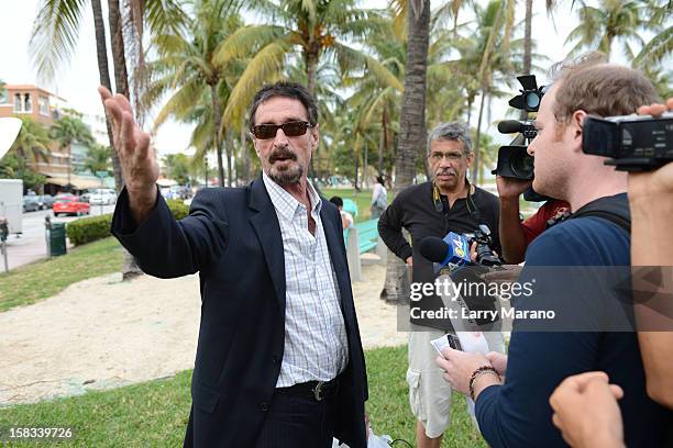 John McAfee is sighted in South Beach on December 13, 2012 in Miami Beach, Florida.