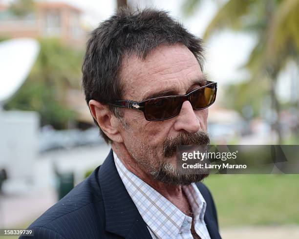 John McAfee is sighted in South Beach on December 13, 2012 in Miami Beach, Florida.