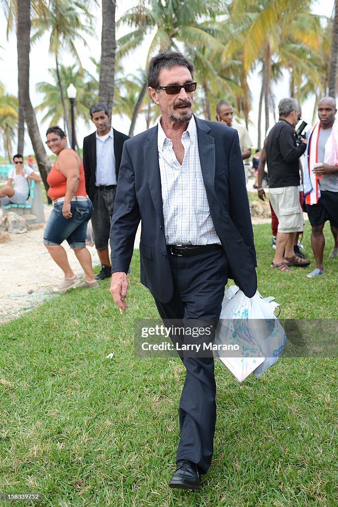 Belize Fugitive John McAfee Lands In Miami And Visits South Beach