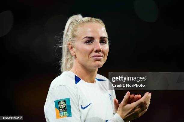 Alex Greenwood of England and Manchester City celebrates victory after the FIFA Women's World Cup Australia &amp; New Zealand 2023 Round of 16 match...