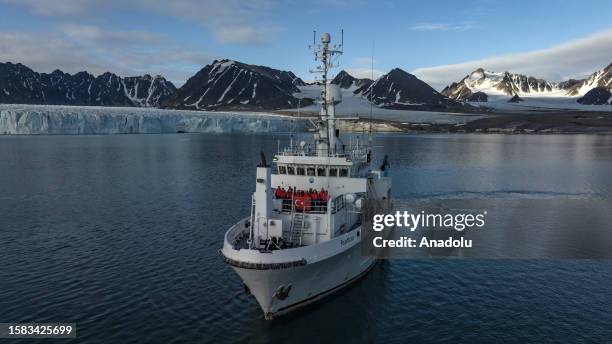 The 11-person Turkish scientific delegation pose for a photo in Norway for 3rd Arctic Ocean expedition with the 62-meter Norwegian-flagged research...