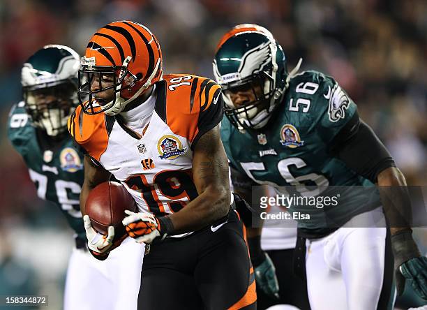 Brandon Tate of the Cincinnati Bengals carries the ball as Akeem Jordan of the Philadelphia Eagles defends on December 13, 2012 at Lincoln Financial...