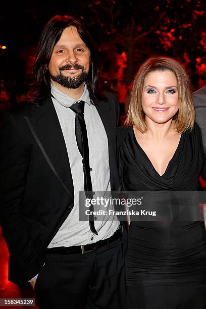 Jeanette Biedermann and her husband Joerg Weisselberg attend the 18th Annual Jose Carreras Gala on December 13, 2012 in Leipzig, Germany.