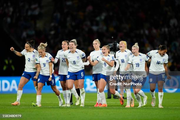 Engladn players celebrates victory after during the FIFA Women's World Cup Australia &amp; New Zealand 2023 Round of 16 match between England and...