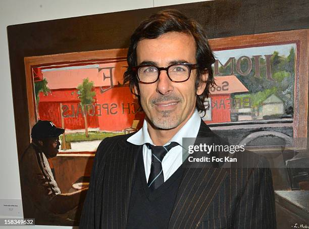 Painter Laurent Hubert attends the 'Amerique: Instantanes' - Laurent Hubert Painting Exhibition Preview at Galerie Myriane on December 13, 2012 in...