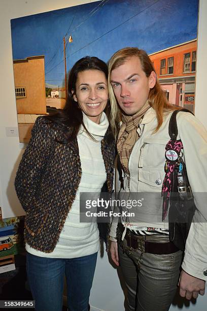 Adeline BlondieauÊand Christophe Guillarme attend the 'Amerique: Instantanes' - Laurent Hubert Painting Exhibition Preview at Galerie Myriane on...