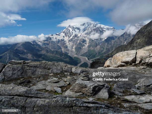 view of monte rosa from monte moro pass - mountain pass stock pictures, royalty-free photos & images