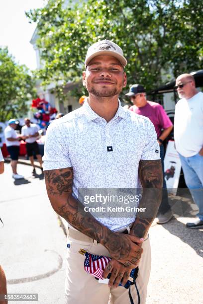 Kane Brown poses at the 3rd annual Folds of Honor Tennessee Celebrity Golf Tournament at The Governors Club on July 31, 2023 in Brentwood, Tennessee.