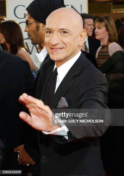 British actor Ben Kingsley arrives to the 59th Annual Golden Globe Awards at the Beverly Hilton in Beverly Hills, California, 20 January 2002....