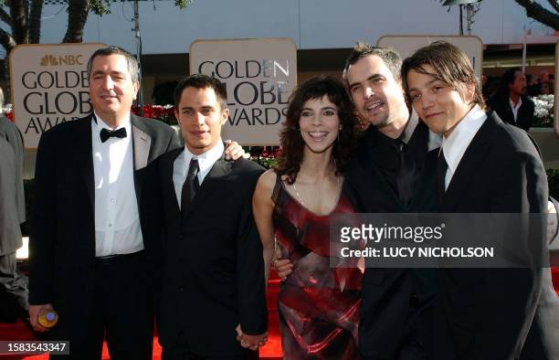 The crew from the Mexican entry as Best Foreign Language Film "Y Tu Mama Tambien" from left to right Producer Jorge Vergara, Actor Gael Garcia,...
