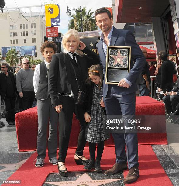 Actress Deborra-Lee Furness, actor Hugh Jackman and children Oscar and Ava participate in the Hugh Jackman Star ceremony at The Hollywood Walk Of...