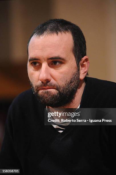 Italian graphic novelist Andrea Bruno attends a conference about his art for "il Nastro di Moebius" at San Giorgio in Poggiale Arts Library on...