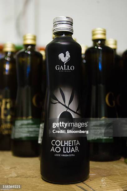 Bottle of special grade "Colheita Ao Luar" olive oil stands at the Gallo Worldwide plant in Abrantes, Portugal, on Friday, Dec. 14, 2012. The Iberian...