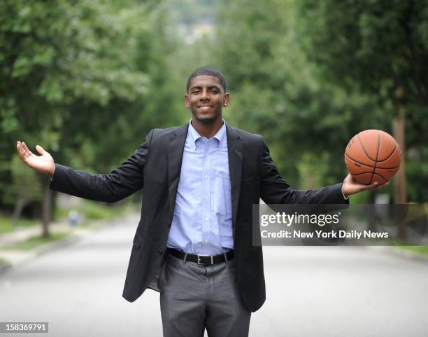 Kyrie Irving posing posing for photo at home in West Orange New Jersey.