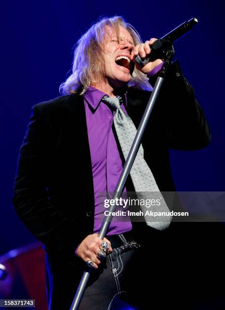 Vocalist Robert Mason of Warrant performs with the KLOS All Star Band at the 95.5 KLOS Christmas Show held at Nokia Theatre L.A. Live on December 13,...