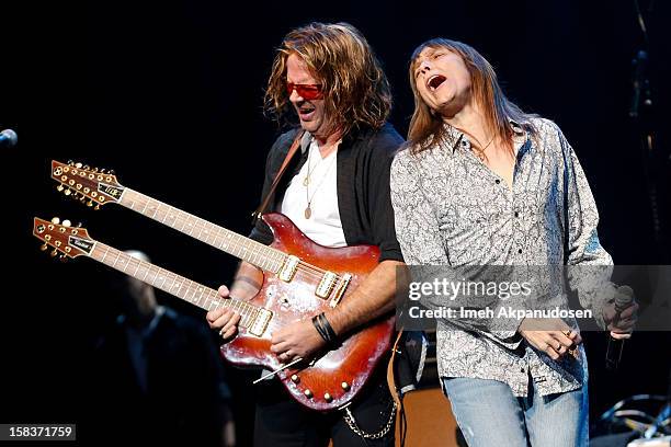 Musician Jeff Keith of Tesla performs with the KLOS All Star Band at the 95.5 KLOS Christmas Show held at Nokia Theatre L.A. Live on December 13,...