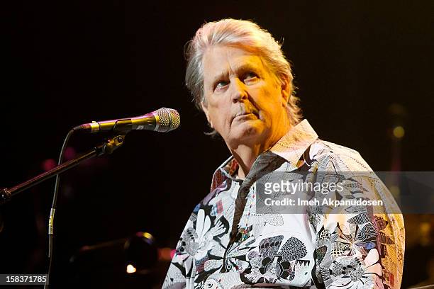 Musician Brian Wilson of The Beach Boys performs with the KLOS All Star Band at the 95.5 KLOS Christmas Show held at Nokia Theatre L.A. Live on...