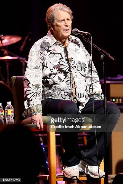 Musician Brian Wilson of The Beach Boys performs with the KLOS All Star Band at the 95.5 KLOS Christmas Show held at Nokia Theatre L.A. Live on...