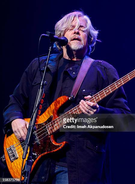 Bassist John Cowan of The Doobie Brothers performs at the 95.5 KLOS Christmas Show held at Nokia Theatre L.A. Live on December 13, 2012 in Los...