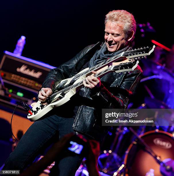 Musician Don Felder of the Eagles performs with the KLOS All Star Band at the 95.5 KLOS Christmas Show held at Nokia Theatre L.A. Live on December...