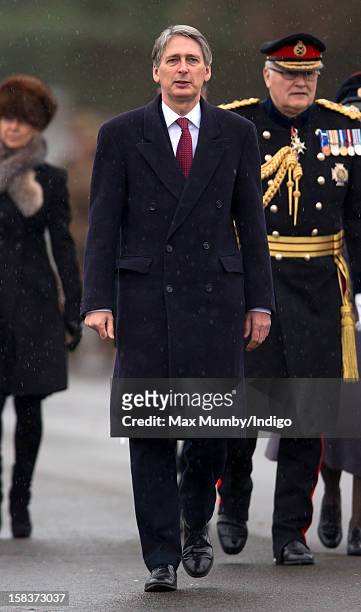Secretary of State for Defence Philip Hammond represents Queen Elizabeth II during the Sovereign's Parade at the Royal Military Academy Sandhurst on...