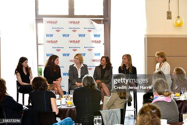 Nell Schovell, Cathy Schulman, Wendy Greuel, California Attorney General Kamala Harris and Anne Globe participate in TheWrap's "The Power Of...