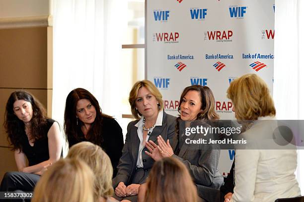 Nell Schovell, Cathy Schulman, Wendy Greuel, California Attorney General Kamala Harris and Anne Globe participate in TheWrap's "The Power Of...