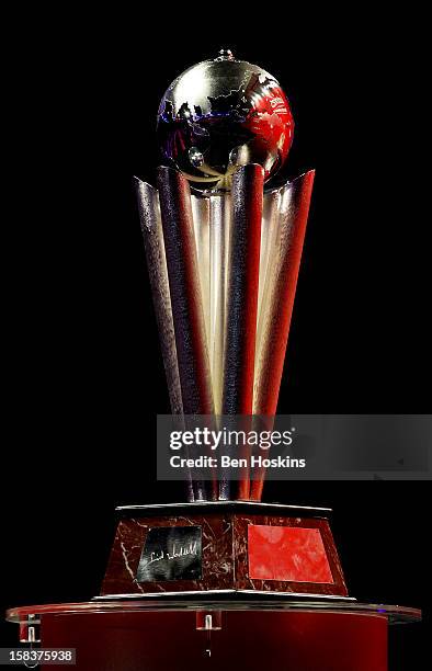 The PDC World Darts Championship trophy on show during day one of the Ladbrokes.com World Darts Championship at Alexandra Palace on December 14, 2012...