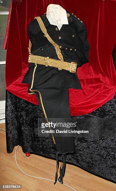 Costume worn by recording artist Michael Jackson during the 1986 American Music Awards is displayed at Nate D. Sanders media preview for Michael...