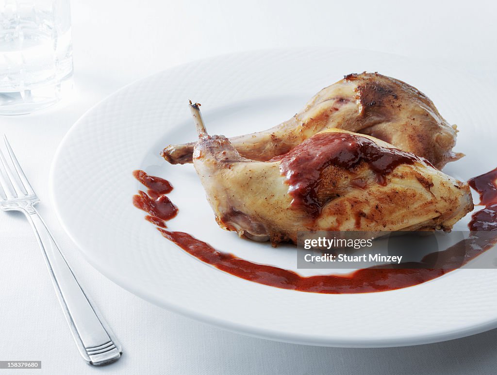 Rabbit with red wine sauce