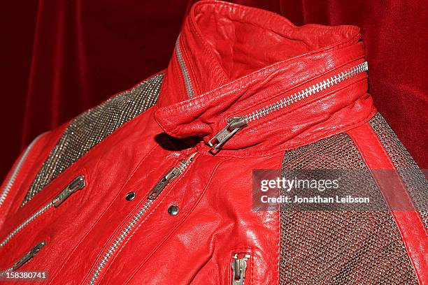 Beat It' jacket worn by recording artist Michael Jackson is displayed at Nate D. Sanders Media Preview For Michael Jackson 1980's Iconic Stage-Worn...