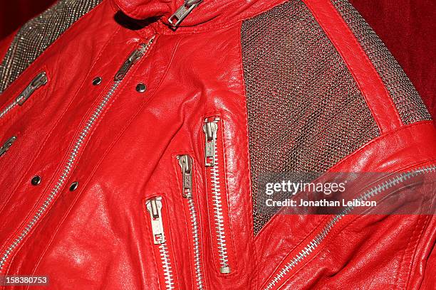 Beat It' jacket worn by recording artist Michael Jackson is displayed at Nate D. Sanders Media Preview For Michael Jackson 1980's Iconic Stage-Worn...