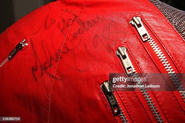 Beat It' jacket worn by recording artist Michael Jackson is displayed at Nate D. Sanders Media Preview For Michael Jackson 1980's Iconic Stage-Worn...