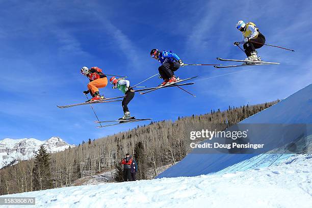 Christina Manhard of Germany, Marte Hoeie Gjefsen of Norway, Jenny Owens of Australia and Julie Brendengen of Norway compete in the quarter finals of...