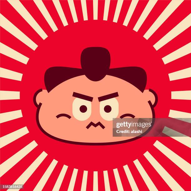 cute face design of a powerful sumo wrestler - toughness stock illustrations