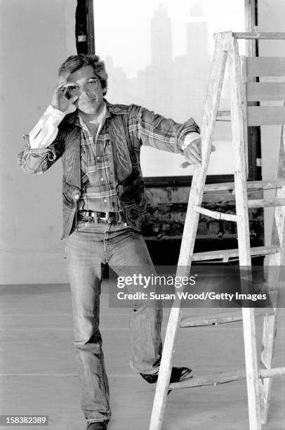 Portrait of American fashion designer Ralph Lauren in his 5th Avenue apartment during renovations, New York New York, November 1977.