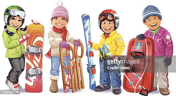 stockillustraties, clipart, cartoons en iconen met ready for the winter - snowboarden