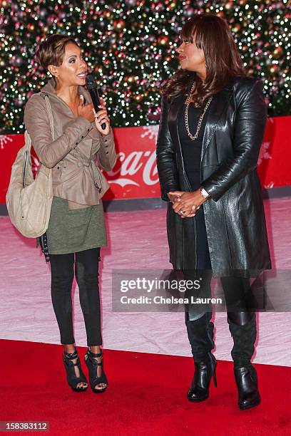 Rappers MC Lyte and Yo-Yo attend AEG's season of giving honoring YoYo School of Hip Hop at Nokia Plaza L.A. LIVE on December 14, 2012 in Los Angeles,...
